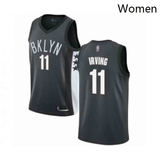 Womens Brooklyn Nets 11 Kyrie Irving Authentic Gray Basketball Jersey Statement Edition